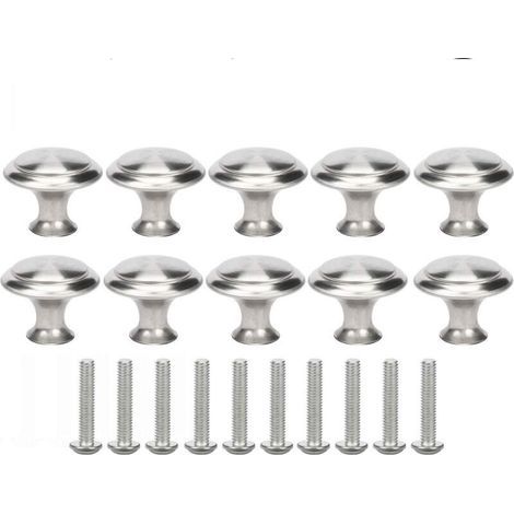 Boutons de meuble ronds brossés pour porte et tiroir – Lot de 10 pièces en métal, diamètre 23 mm, vis incluses (1/5)