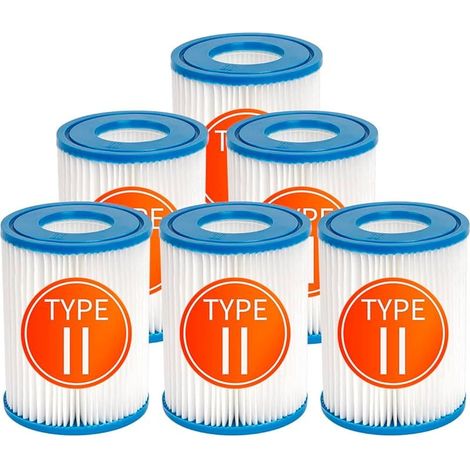 filtres de Piscine compatibles avec la Cartouche pour Bestway II, Filtre de Rechange pour spas Compatible avec la Pompe filtrante Lay Z Spa, Lot de 6 Cartouches Type II (1/5)