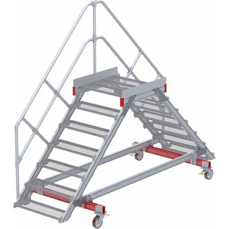 Euroline 512 mobiler Überstieg 45° Stufenausführung Stahl Gitterrost Stufenbreite 800mm 7 Stufen