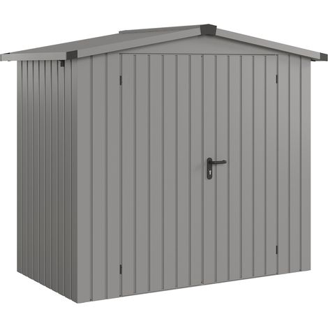 Hörmann Ecostar Metall-Gerätehaus "Euroline Trend" mit Satteldach ESD 3, graualuminium, 214 x 118 cm, 2-flüglige Tür