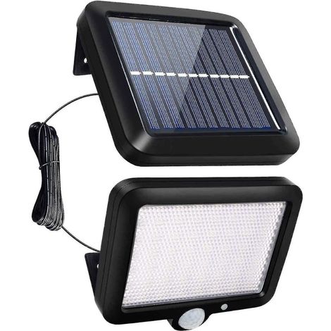 Applique murale solaire, lampe extérieure à détecteur de mouvement 56 LED, veilleuse de sécurité avec panneau solaire détachable-AquaForge