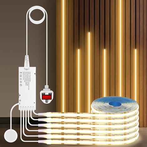 12V COB LED-Streifenleuchte, 6 Streifen, 1 Meter/3,3 Fuß warmweiße Schrankbeleuchtung, mit Touch- und manuellem Dimmschalter, 12V kürzbare COB LED-Streifenleuchte für Vitrinen. (1/5)