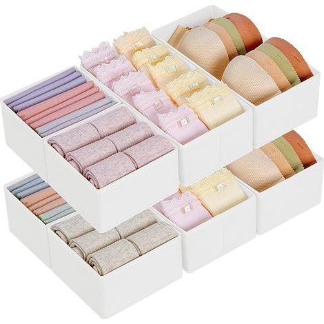 Schubladen Organizer Unterwäsche Socken Krawatten Gürtel 8 Stück Weiß (1/5)