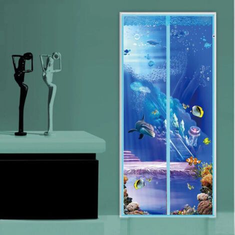 (90 x 210 cm, blau 2) Magnetisches Moskitonetz für Türen – Netzvorhang – Zum Schutz vor Insekten