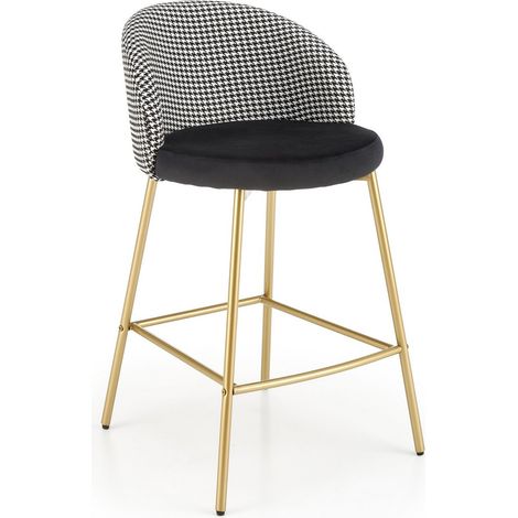 Chaise de bar noire avec dossier pied-de-poule Fool (1/5)