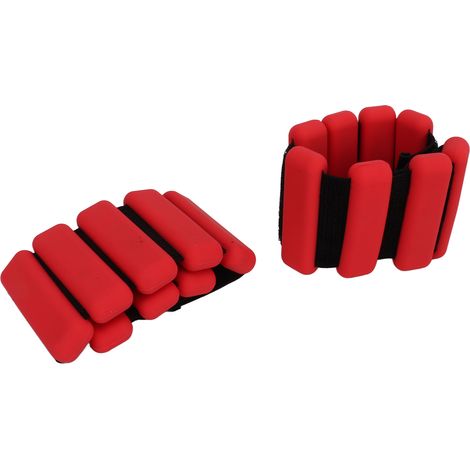 Set aus zwei beschwerten roten Silikonarmbändern für Sport und Laufen. (1/5)