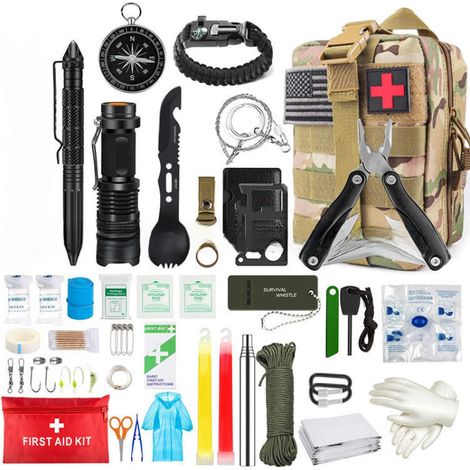 Irovami Kit de camping multifonctionnel pour la survie en pleine nature sur Amazon, comprenant des outils et des fournitures de voyage pour l'autodéfense (couleur CP) (1/5)