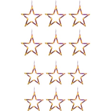 12 Pièces Guirlande Lumineuse LED Pentagramme, Lumière Chaude IP44 Étanche pour Fenêtre Déco, Câble US 110V (1/5)