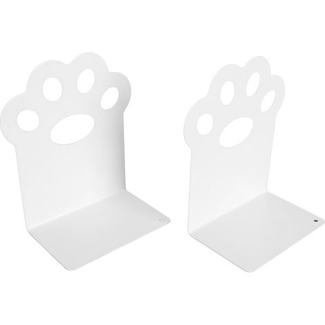 Metall-Buchstützen mit Katzenpfoten-Motiv, dekorativer Organizer für Schreibtisch und Zeitschriften, geeignet für Zuhause, Schule und Büro, Weiß (1/5)