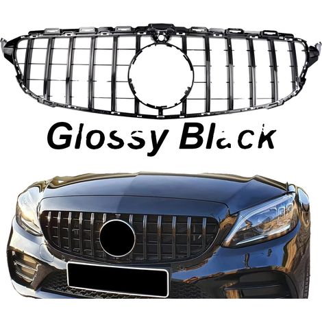 Griglia paraurti anteriore, in plastica ABS, compatibile con Mercedes Benz Classe C, nera (1/2)