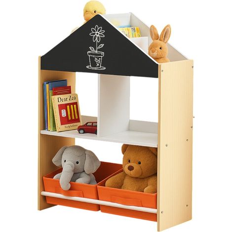 Scaffale GINGER HOME per Giochi e Libri, a Casetta con Lavagna Nera, in Legno (1/5)