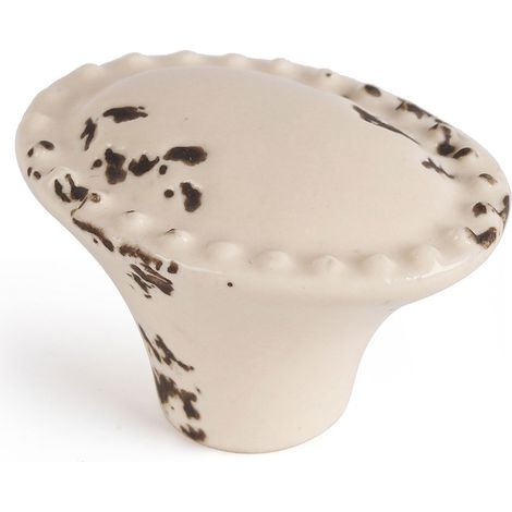 Pomo para Mueble  Estilo Decorativo  Fabricado en Porcelana  Acabado en Crema  Medidas 423128 mm  Sistema de Fijación  2 Unidades -