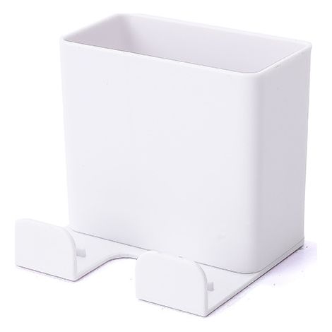 Lot de 2 boîtes de rangement pour télécommande avec crochet, boîte multimédia portable en ABS pour support de charge de téléphone, télécommande pour climatiseur/TV (blanc) (1/5)