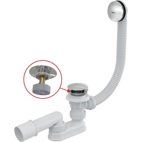 Alcadrain Badewannen-Ab- und Überlaufgarnitur CLICK/CLACK, Metall 100 cm