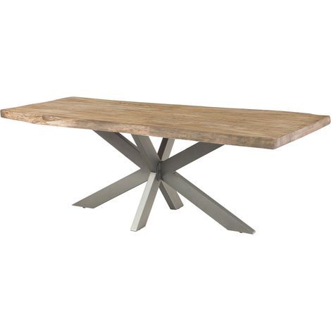 FREEFORM 5 Tavolo da pranzo in legno di mango - verniciato beige / gambe incrociate argento 180x90