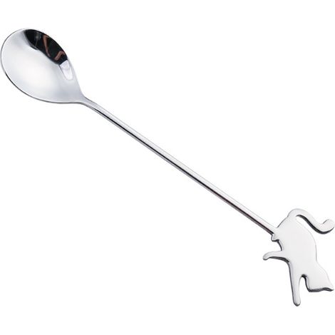 Cuillère À Café En Acier Inoxydable Forme Poisson Chat - 14,5 cm - Finition Miroir - Usage Cuisine Café Dessert - 1 Pièce (1/5)