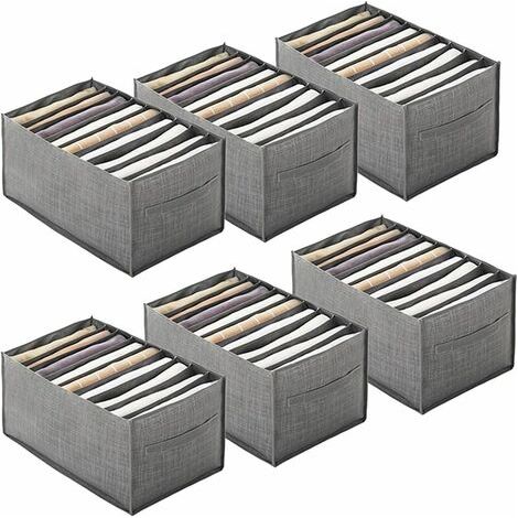 Kartokner 6 Pezzi Organizer per Cassetto Camicia per Vestiti Scatola Portaoggetti Portatile in Tessuto Non Tessuto, Scomparto Pieghevole Organizer per Armadio per Jeans, Maglione (Manico a 9 Griglie, 44x25x20cm) (1/5)
