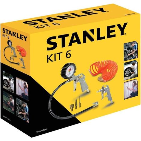 Kit stanley 6 pneumatic kit accessori compressore pistola soffiaggio gonfiaggio (1/10)