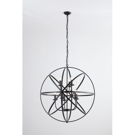 Searchlight Orbit Suspension de plafond sphérique à 8 lampes, métal noir mat (1/4)