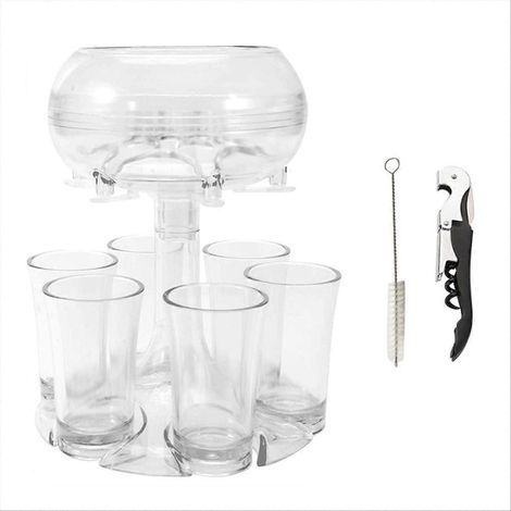 6-Tassen-Glasspender mit Ständer, Set mit 6 Trinkbechern, Wand- oder Tischspender, einfaches Nachfüllen von Flüssigkeiten (1/5)