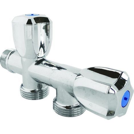 Robinet machine à laver double en ligne - mâle 3/4\ (1/4)