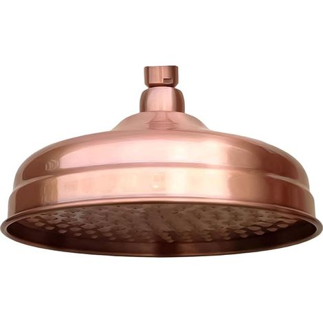 Pommeau de douche rond en cuivre rouge antique, flexible de douche effet pluie, bras mural, accessoires de salle de bain (1/5)