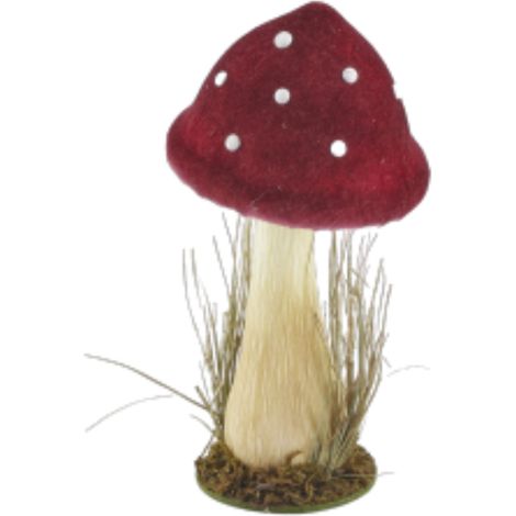 Fungo rosso con puntini bianchi alto 20 cm per decorazioni natalizie (1/4)