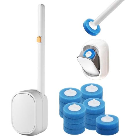 Kit de nettoyage de toilettes jetable 2026 avec 18 recharges, ensemble de brosses de nettoyage sans contact pour cuvette de toilettes et nettoyage domestique. (1/5)
