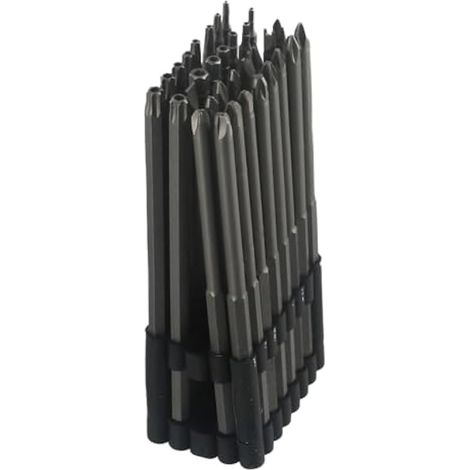 Jeu de 32 embouts de tournevis extra longs de 150 mm, embouts de sécurité avec tige hexagonale de 6,35 mm (1/4"), acier allié PH1 PH2 PZ1 PZ2, inviolables (1/5)