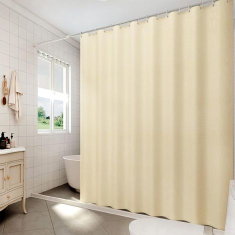 Rideau de douche, 120 x 180 cm, rideau de douche anti-moisissure, avec anneau de rideau de douche, beige (1/5)
