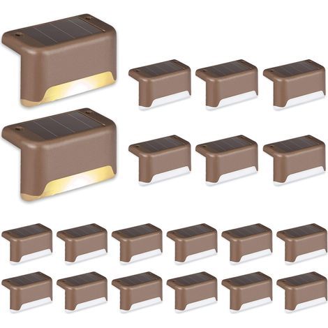 20 Pack Solar Lights Waterproof Outdoor Stair Lights for Steps, Fences, Yard, Patio and Driveway (Brown, Warm White) (1/4)