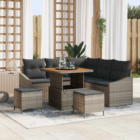 Ensemble de canapé de jardin 8 pc 7-Nombre de places Gris vidaXL (1/5)