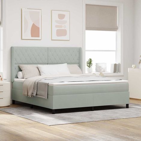 Cama tipo Box Spring Gris Claro 180 x 200 cm Terciopelo (1/5)