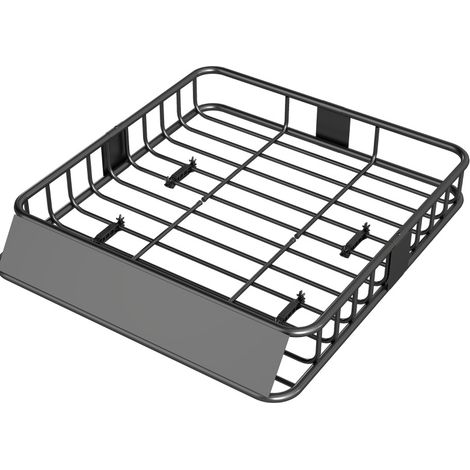 Panier de toit voiture 110,5x99,5x18,5 cm en acier noir, pare-vent, pour SUV – MEUBLIV (1/5)