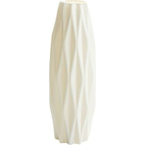 Vase en plastique, grand vase décoratif blanc (1/5)