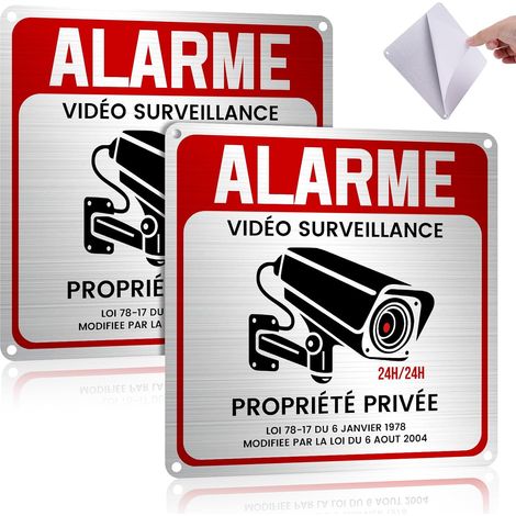 2 Pièces Alarme Video Surveillance en Aluminium,15×15 cm Panneau Propriété Privée en Aluminium Adhesif,24H Vidéo Surveillance Panneau Résistant aux UV Imperméable avec Aadhésif et Forage Préalable (1/5)
