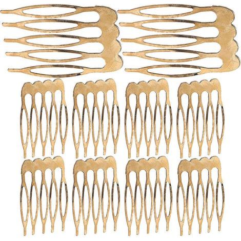 Set mit 10 kleinen Haarkämmen, Schiebekämmen, Haaraccessoires für Hochzeiten und Bastelarbeiten – 4,00 x 2,50 x 0,10 cm (1/3)