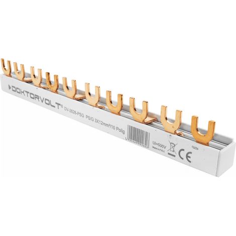Sbarra di collegamento a pettine trifase, 10 moduli, 12 mm², 80 A (1/5)