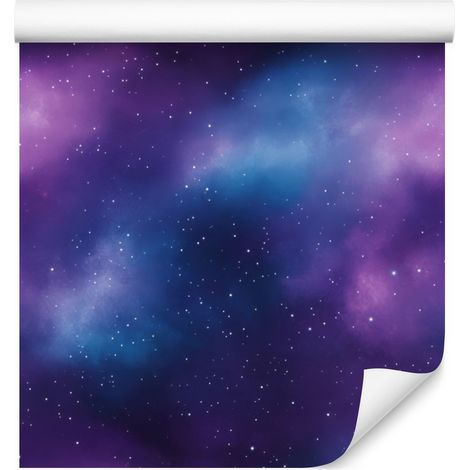 Papel pintado de galaxia en acuarela azul, violeta, índigo y azul marino 50x1000 cm (1/5)