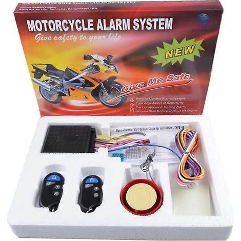 Alarma para motocicleta de 12 V, sistema antirrobo con sonido, luz y vibración, 125 dB, control remoto, carcasa de llave, arranque del motor. (1/5)