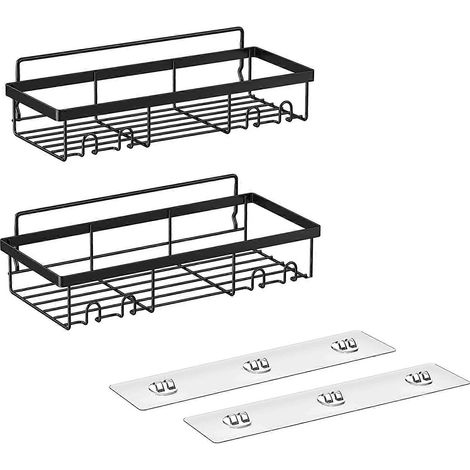 Étagère de rangement murale pour douche (lot de 2), paniers de rangement avec crochets pour accessoires de salle de bain, fixation murale. (1/5)