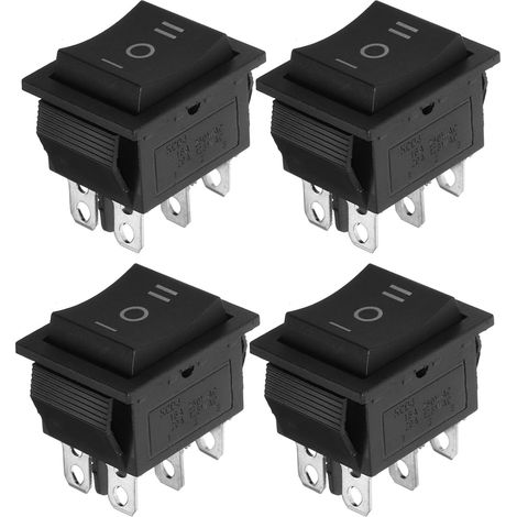 Interrupteur à Bascule 3 Positions en Plastique et Cuivre Lot de 4 Pièces 6 Broches Noir pour Générateurs et Tondeuses à Gazon Installation pour Jardin Extérieur (1/5)