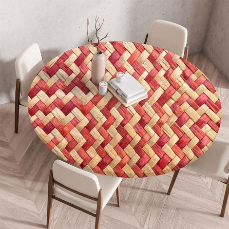 Abwaschbare Tischdecke Rund 150cm, Wasserdicht, Elastisch, Outdoor, 3D-Druck