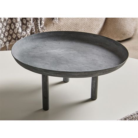 Rundes Metall-Mittelstück, 3 Beine, verwaschenes Grau, 37D. 37Dx15 cm (1/3)