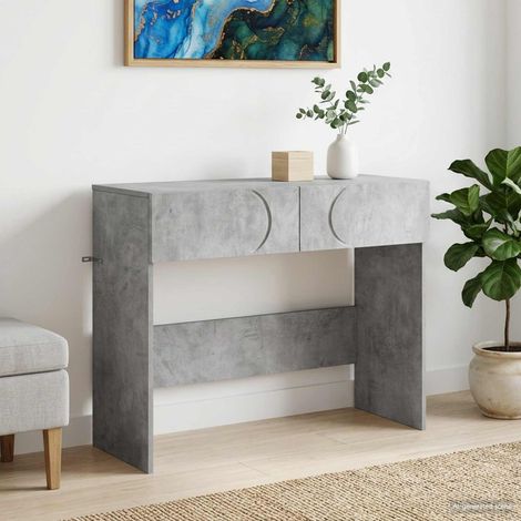 vidaXL Table console Gris béton 96,5 x 38 x 75 cm Bois d'ingénierie (1/5)
