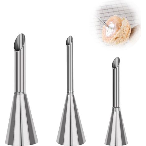 Lot De 3 Douilles en Inox Pour Douiller La Crème Au Beurre, Douille Longue Pour Pâte À Choux, Douille Pour Garnir Les Cupcakes, Outils De Décoration De Gâteaux Diy (1/5)
