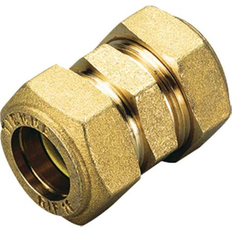 RACCORDO DIRITTO DOPPIO A COMPRESSIONE CON O-RING GIALLO PER GAS TIEMME Ø16 x Ø16 mm