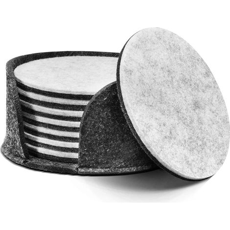 Dessous de verre ronds en feutre, absorbants, résistants à la chaleur, réutilisables, idéaux comme cadeau de pendaison de crémaillère et pour la table. (1/5)