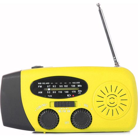 Radio D'Urgence À Manivelle - AM FM Radio Météo Portable Avec Lampe Torche LED - Batterie Intégrée 1200 mAh - 3 Sources D'Alimentation - 1 Pièce (1/5)