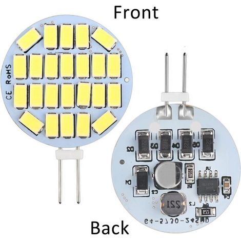 Ampoules LED G4 3W AC12-24V 300lm Blanc froid 6000K 24x5730 SMD Équivalent ampoules halogènes 30W Non dimmable, rondes, pour éclairage de meubles et spots encastrés (lot de 6) (1/3)
